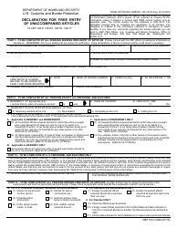 CBP Form 3299 Declaration for Free Entry of Unaccompanied Articles