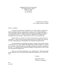 Certificate of Cancellation of a Limited Liability Company - Delaware
