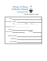 Document preview: Check Request Form - Prince of Peace Catholic Church
