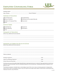 &quot;Employee Counseling Form - Life University&quot;
