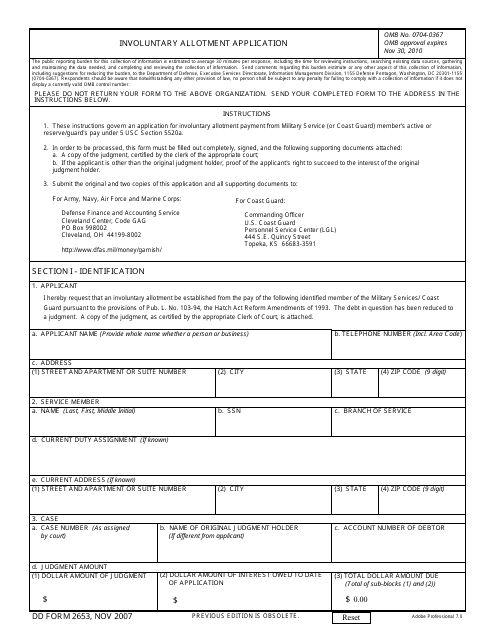DD Form 2653  Printable Pdf