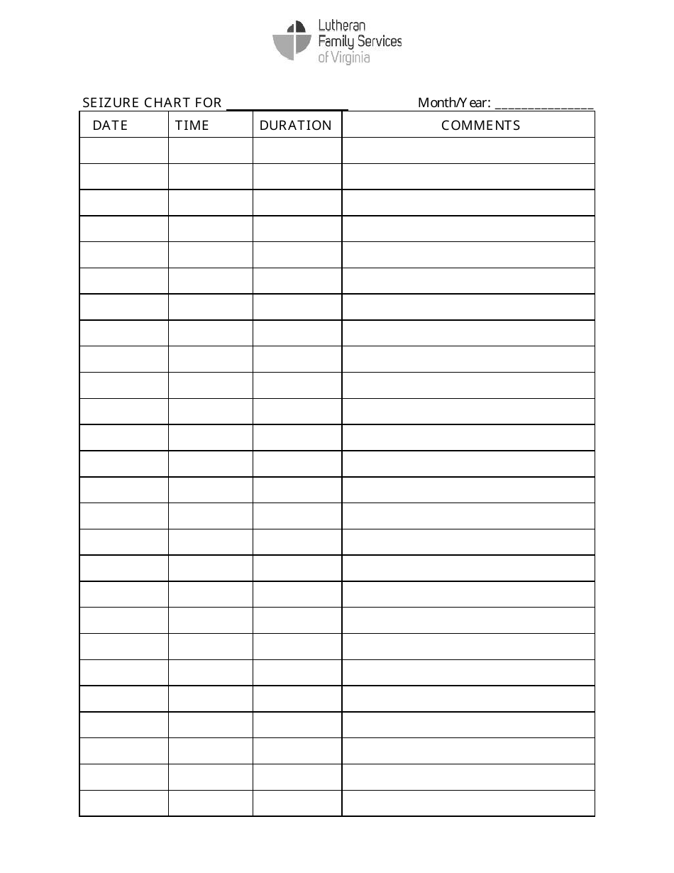 Seizure Chart Template Lutheran Family Services Of Virginia Download Fillable PDF Templateroller