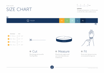 Document preview: Bracelet Size Chart and Ruler Template - Tom Hope