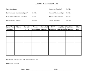 Document preview: Abdominal Pain Diary Template