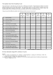 Document preview: The Quebec Back Pain Disability Scale Questionnaire Sheet