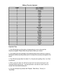 Document preview: Military Phonetic Alphabet Chart for Ivr