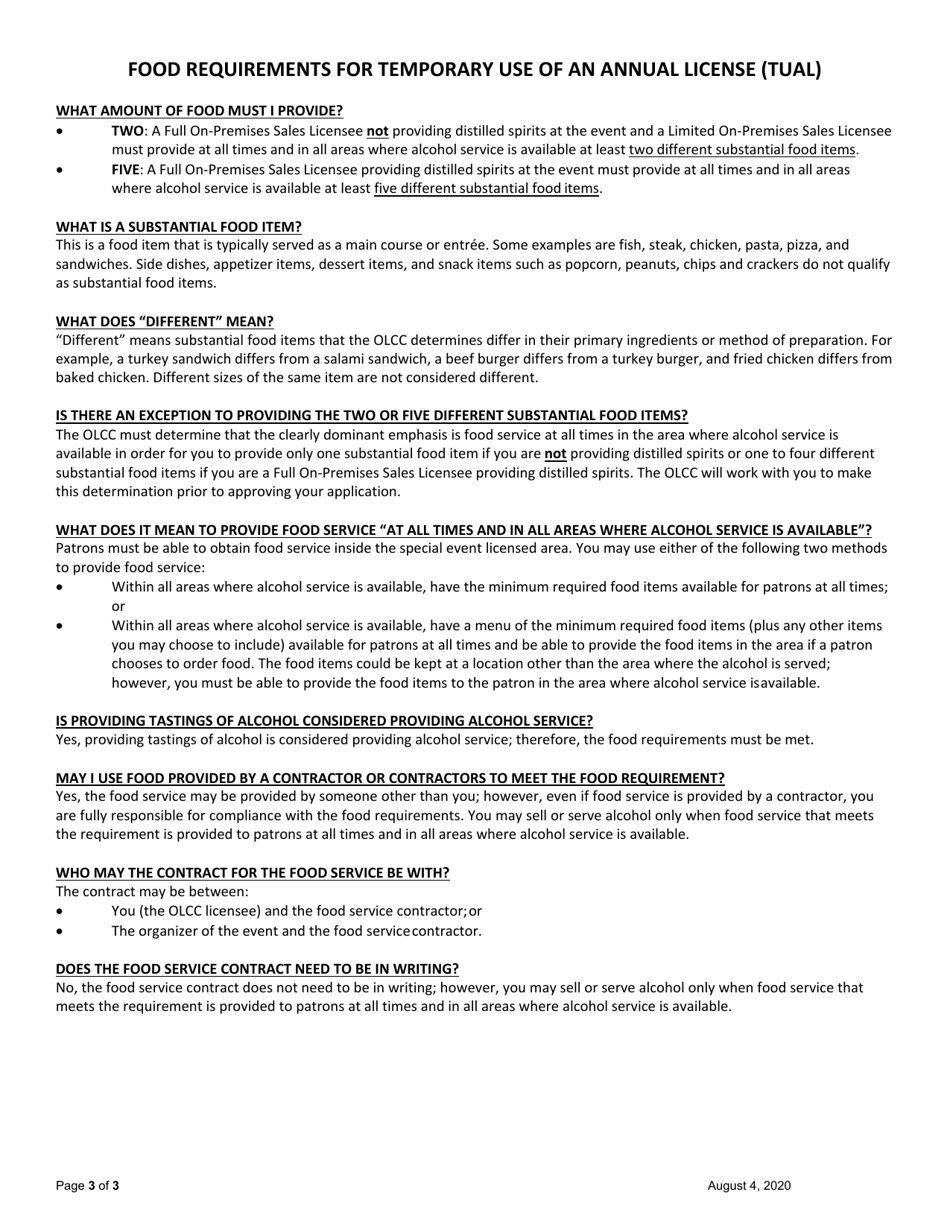 Application for Temporary Use of an Annual License (Tual) - Oregon, Page 3