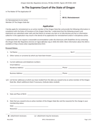 Application for Reinstatement as an Active Member of the Oregon State Bar - Oregon