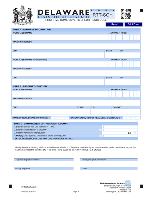 Form RTT-SCH Schedule 1  Printable Pdf