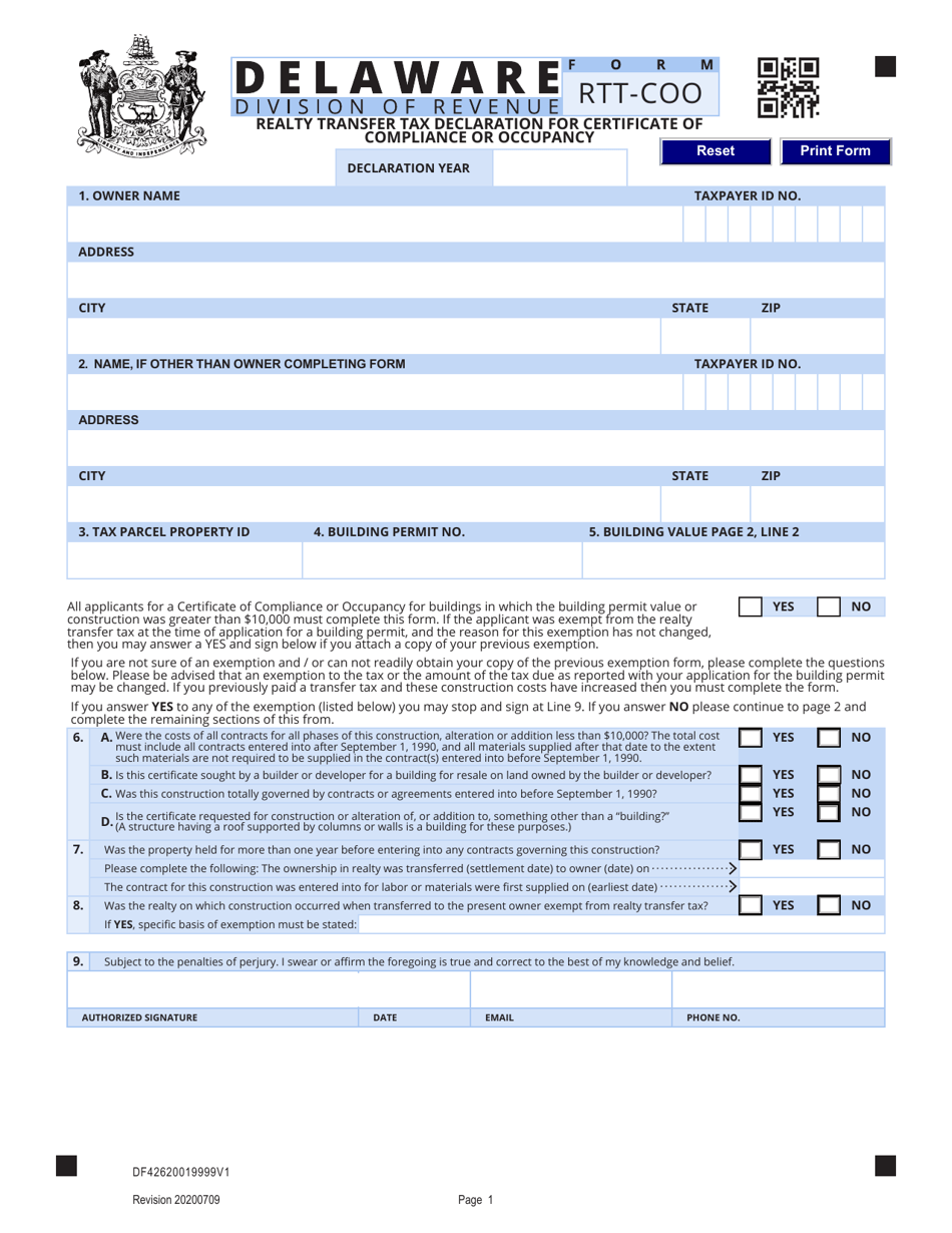 Form RTT-COO - Fill Out, Sign Online and Download Fillable PDF ...