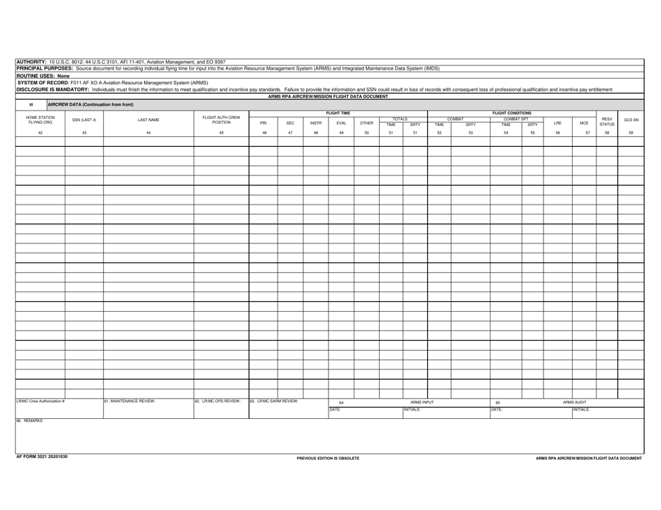 AF Form 3521 - Fill Out, Sign Online and Download Fillable PDF ...