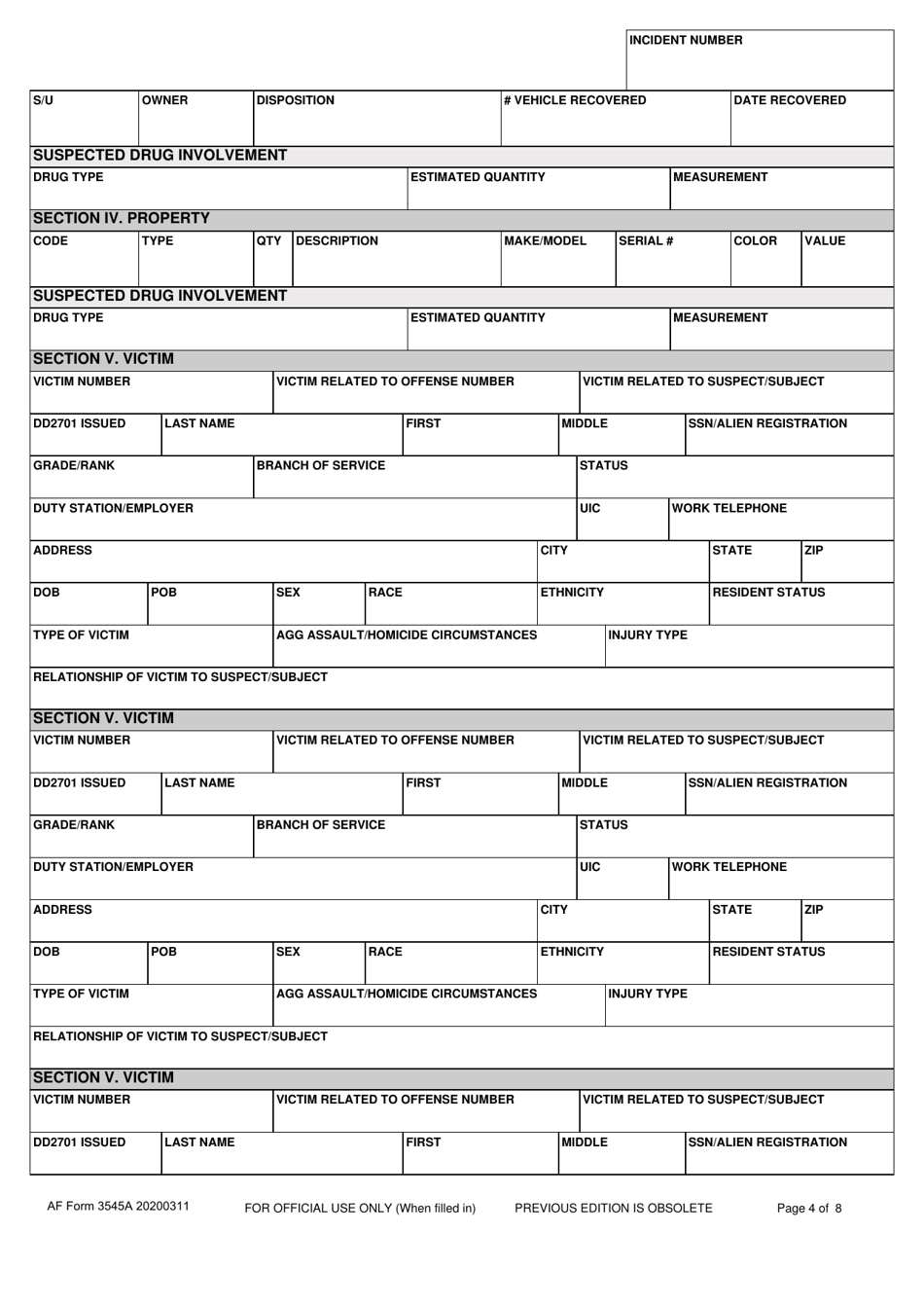 AF Form 3545A Incident Report, Page 4