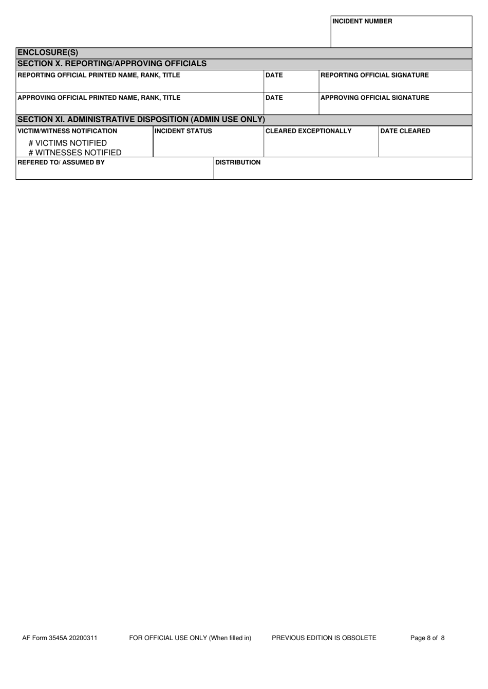 AF Form 3545A Incident Report, Page 8