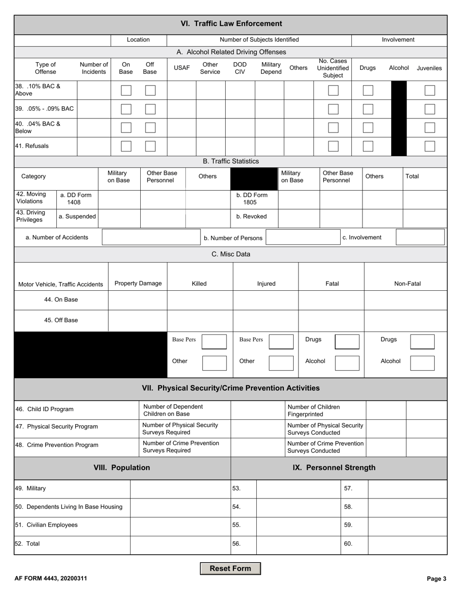 AF Form 4443 Law Enforcement and Physical Security Activities Report, Page 3