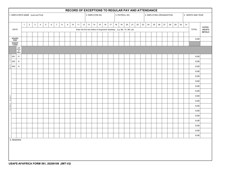 USAFE-AFAFRICA Form 591 - Fill Out, Sign Online and Download Fillable ...