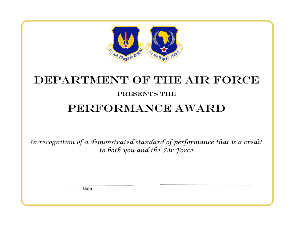 USAFE-AFAFRICA Form 2858 Performance Award, Page 1