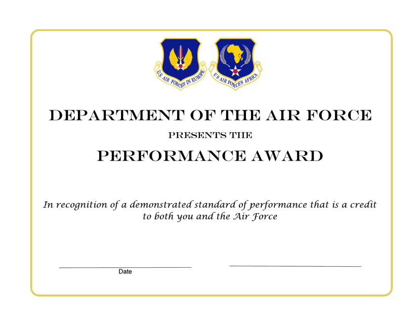USAFE-AFAFRICA Form 2858 Performance Award