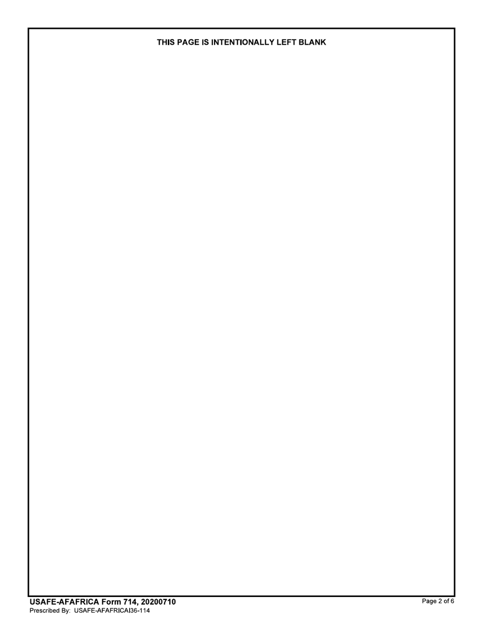 USAFE-AFAFRICA Form 714 Application for Employment With the US Air Force in Italy (Non-US) (English / Italian), Page 2