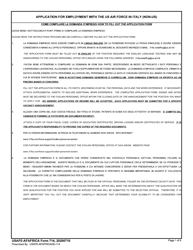 Document preview: USAFE-AFAFRICA Form 714 Application for Employment With the US Air Force in Italy (Non-US) (English/Italian)