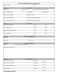 15 WG Form 25 Lost Tool/Item Investigation Worksheet