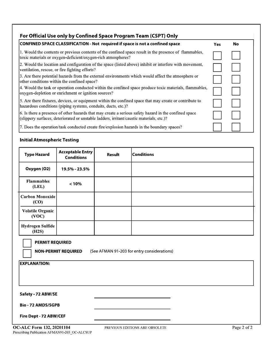 OC-ALC Form 132 Confined Space Assessment, Page 2