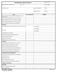 8 FW Form 4 Distinguished Visitor Checklist