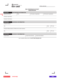 Document preview: Form REV-1869 Malt Beverage Account Registration - Pennsylvania