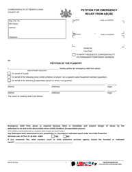 Document preview: Form MDJS307A-BL Petition for Emergency Relief From Abuse - Pennsylvania