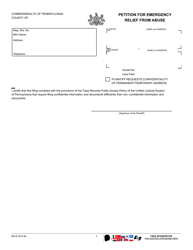 Form MDJS307A-BL Petition for Emergency Relief From Abuse - Pennsylvania, Page 2