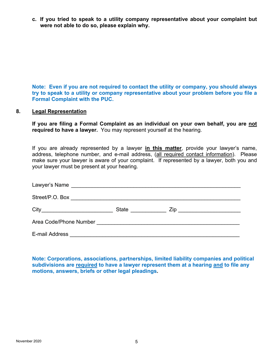 Formal Complaint - Pennsylvania, Page 5