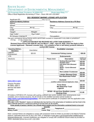 Resident Marine License Application - Rhode Island