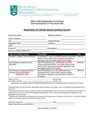 Application for Rhode Island Landing License - Rhode Island
