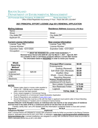 Document preview: Principal Effort License (Age 65+) Renewal Application - Rhode Island, 2021