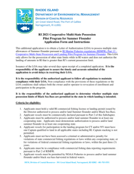 Document preview: Cooperative Multi-State Possession Pilot Program for Summer Flounder Application - Rhode Island, 2021