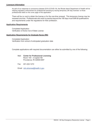 Emergency 90 Day Temporary License Application - Rhode Island, Page 2