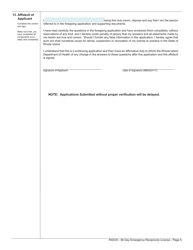 Emergency 90 Day Temporary License Application - Rhode Island, Page 5