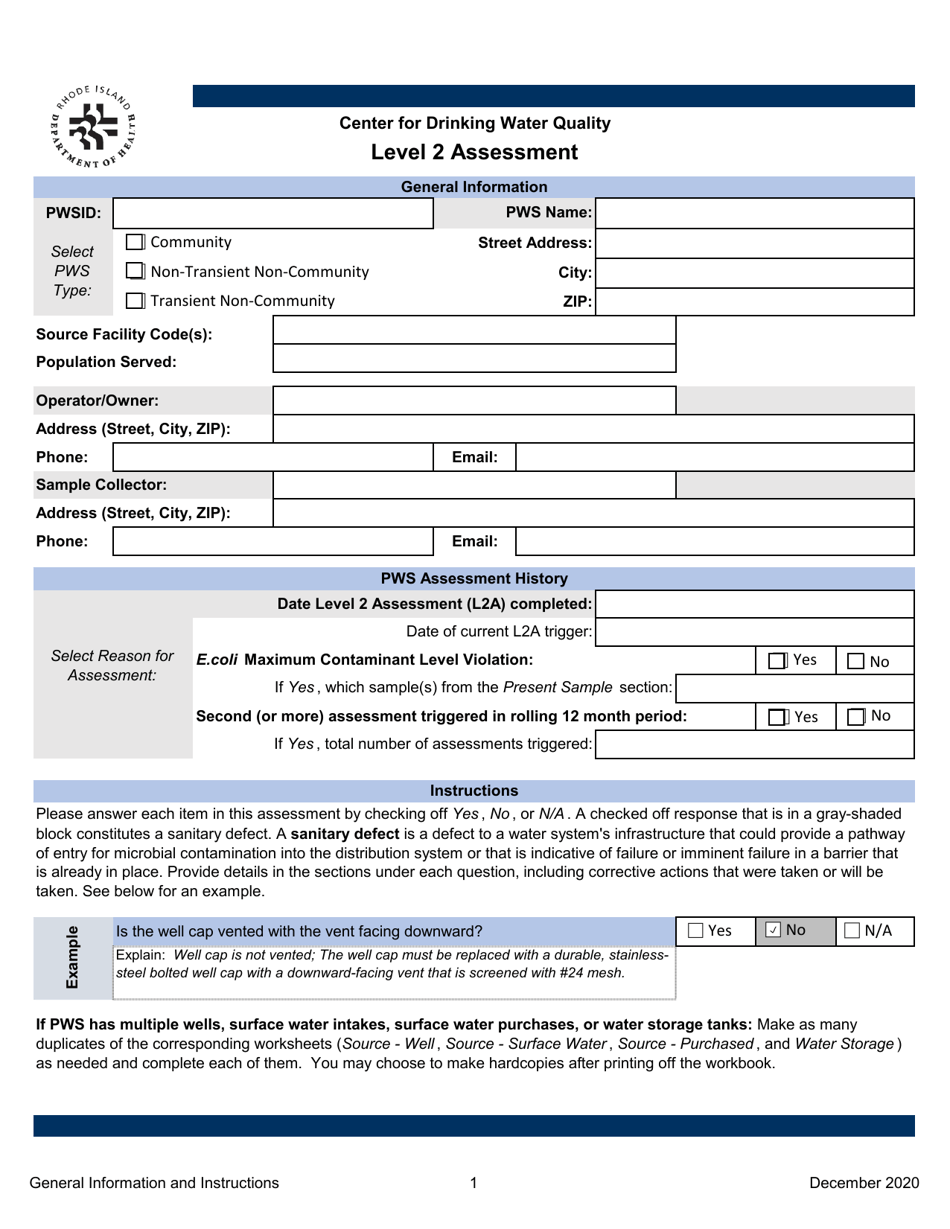 Level 2 Assessment - Rhode Island, Page 1