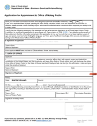 Application for Appointment to Office of Notary Public - Rhode Island, Page 3