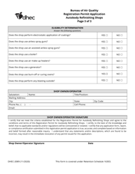 DHEC Form 2089 Registration Permit Request for Auto Body Refinishing Shops - South Carolina, Page 3
