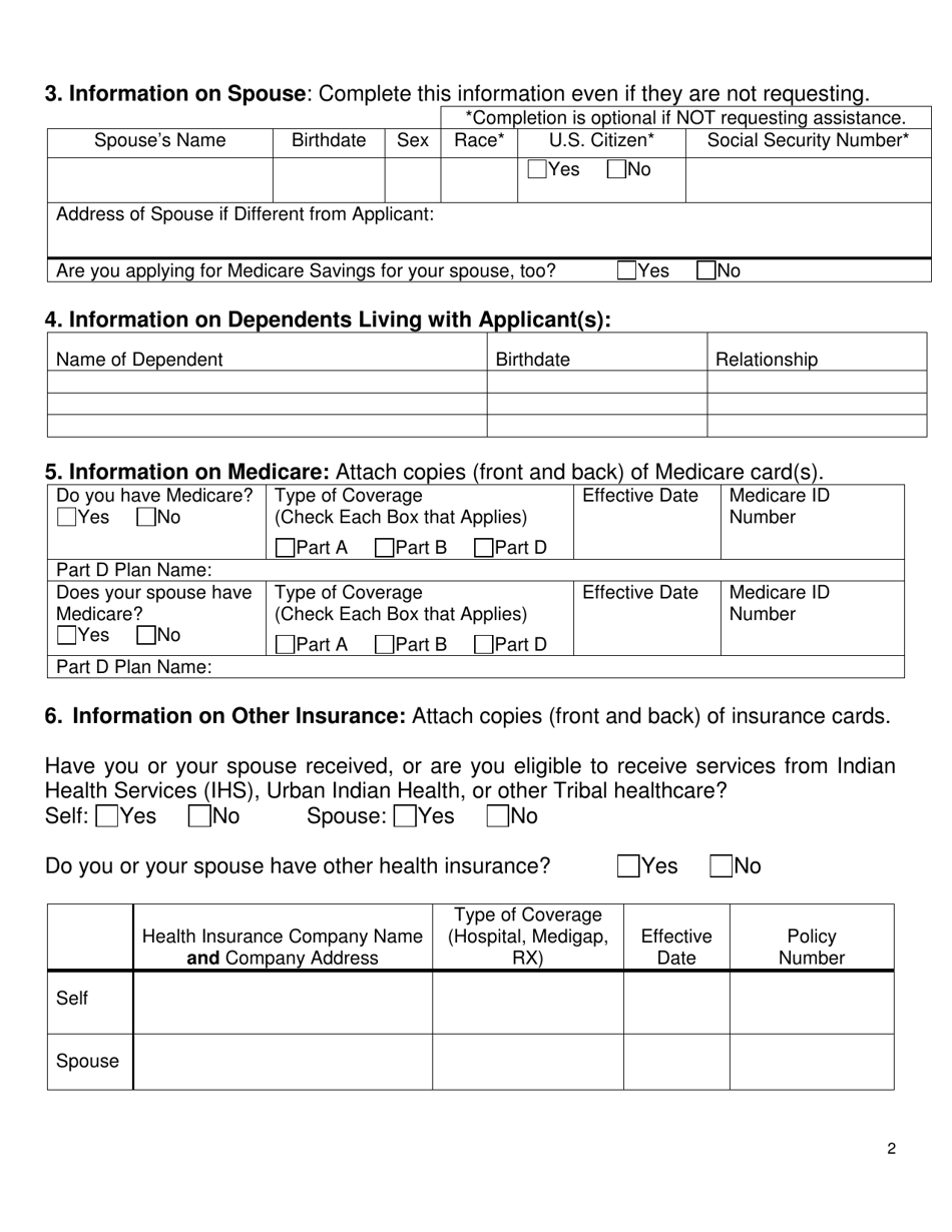 Form DSS-EA-270 South Dakota Application for Medicare Savings Program - South Dakota, Page 2