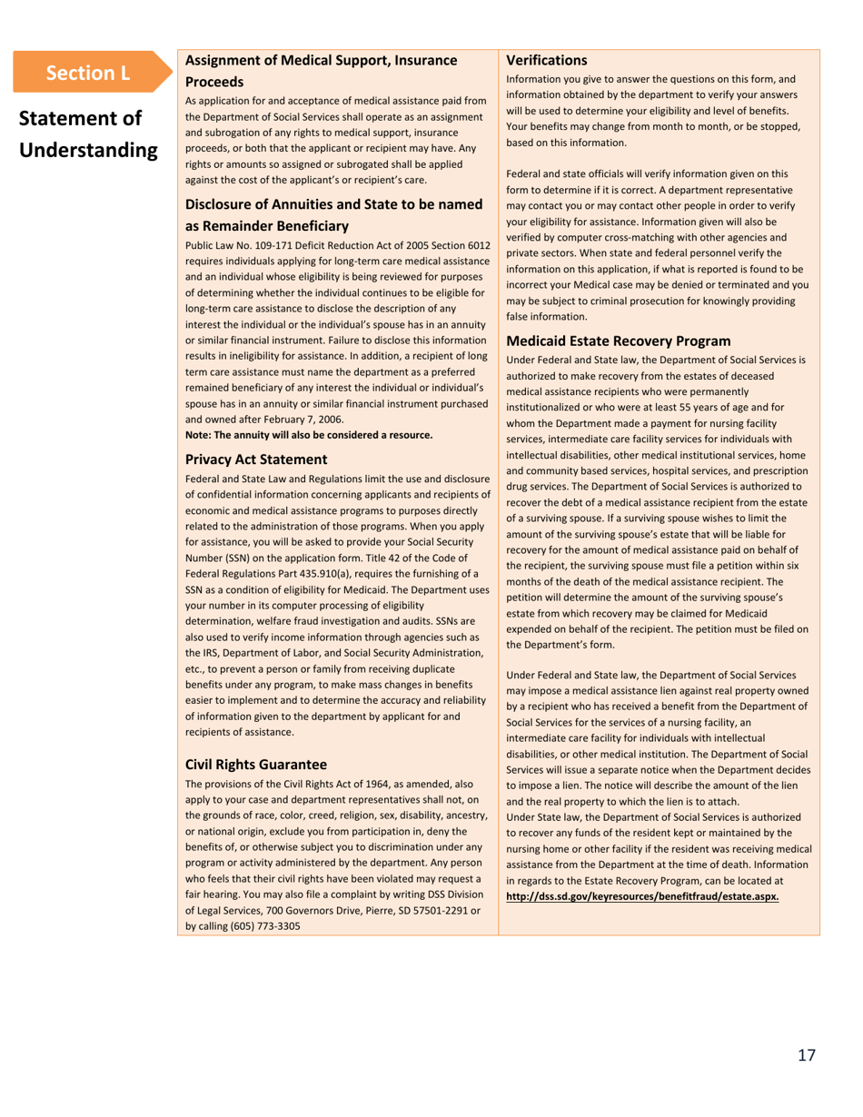 Form DSS-EA-240D Application for Medical Assistance for Workers With Disabilities - South Dakota, Page 19