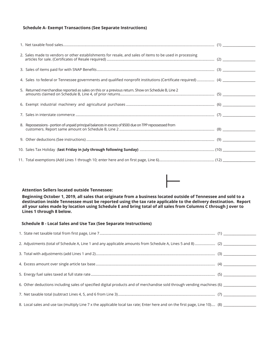Form SLS450 (RV-R0012001) State and Local Sales and Use Tax Return - Tennessee, Page 2