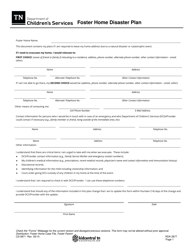 Document preview: Form CS-0871 Foster Home Disaster Plan - Tennessee