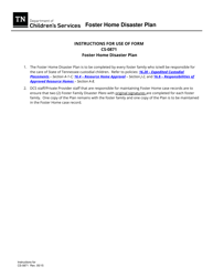 Form CS-0871 Foster Home Disaster Plan - Tennessee, Page 2