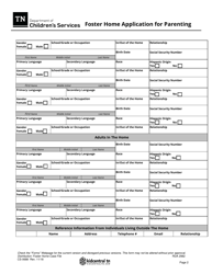 Form CS-0688 Foster Home Application for Parenting - Tennessee, Page 2