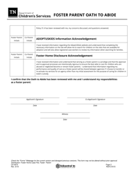 Form CS-0670 Foster Parent Oath to Abide - Tennessee, Page 2