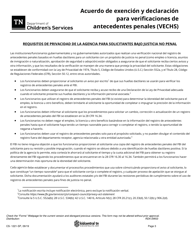 Formulario CS-1221-SP Acuerdo De Exencion Y Declaracion Para Verificaciones De Antecedentes Penales - Tennessee (Spanish), Page 3