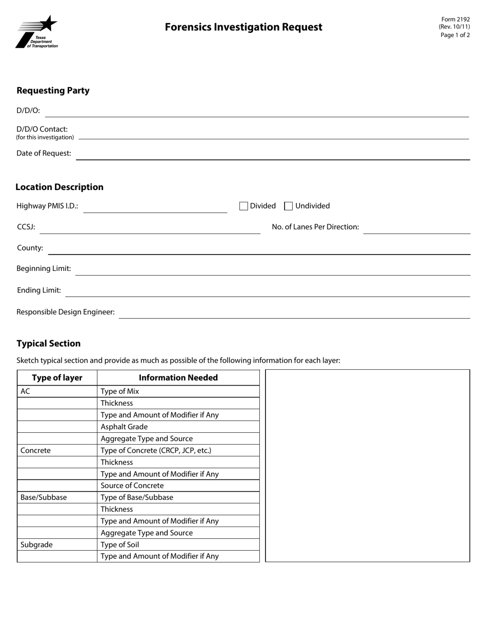 Form 2192 - Fill Out, Sign Online and Download Fillable PDF, Texas ...