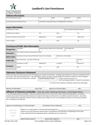Document preview: Form VTR-265-L Landlord's Lien Foreclosure - Texas