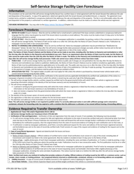 Form VTR-265-SSF Self-service Storage Facility Lien Foreclosure - Texas, Page 2